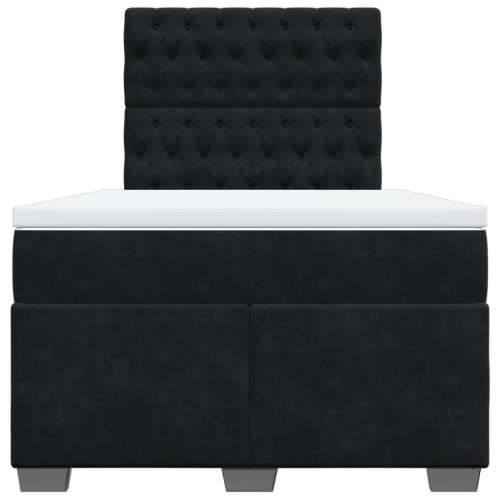 Box spring krevet s madracem crni 120 x 200 cm baršunasti - Crna 120 x 200 cm Dizajn s gumbima Cijena