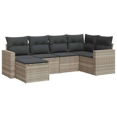 Vrtna garnitura - 6-dijelni set vrtnih sofa od poliratana s jastucima svjetlosivi - Svjetlosiva Bez stola 1 Cijena