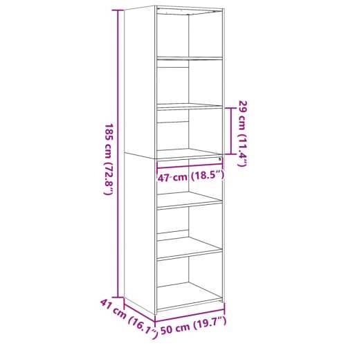 Visoka komoda boje hrasta 50 x 41 x 185 cm konstruirano drvo - Smeđi hrast 1 Cijena