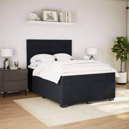 Krevet s oprugama i madracem crni 140 x 190 cm baršunasti - Crna 140 x 190 cm Blok s kvadratima Cijena