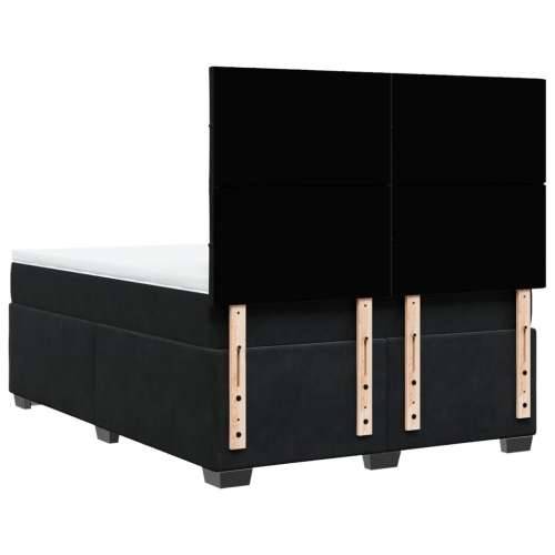 Krevet s oprugama i madracem crni 140 x 190 cm baršunasti - Crna 140 x 190 cm Blok s kvadratima Cijena