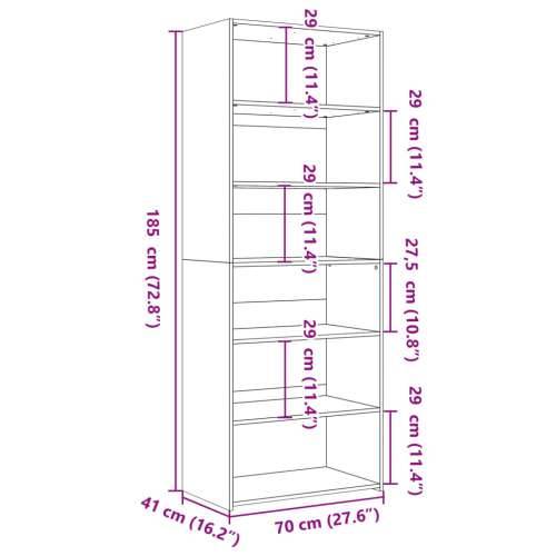 Visoka komoda siva betona 70x41x185 cm od konstruiranog drva - Beton siva 1 Cijena