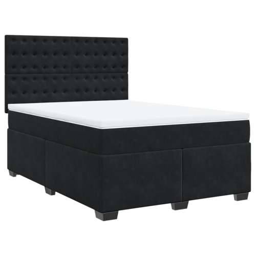 Krevet s oprugama i madracem crni 140 x 190 cm baršunasti - Crna 140 x 190 cm gumbi Cijena