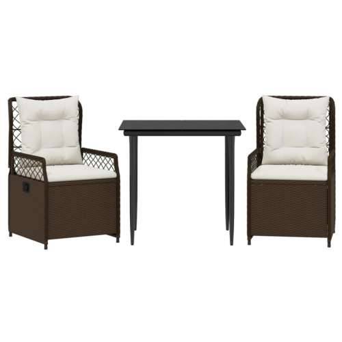 Vrtna garnitura - 3-dijelni vrtni blagovaonski set s jastucima poliratan smeđi - Smeđa 80 x 80 x 74 cm 2 Cijena