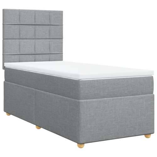 Okvir kreveta s oprugama i madrac svjetlosivi 80x200cm tkanina - Svjetlosiva 80 x 200 cm Blok s kvadratima Cijena