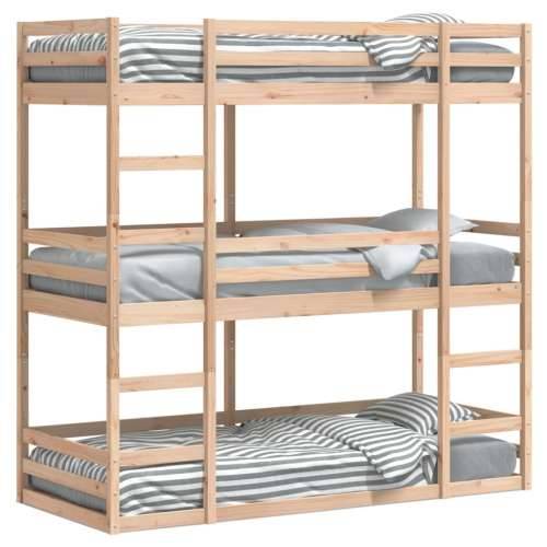 Trostruki krevet na kat 80 x 200 cm od masivne borovine - Prirodna 80 x 200 cm Cijena