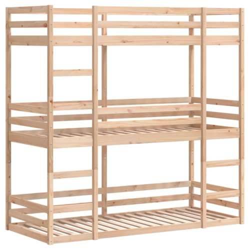 Trostruki krevet na kat 80 x 200 cm od masivne borovine - Prirodna 80 x 200 cm Cijena