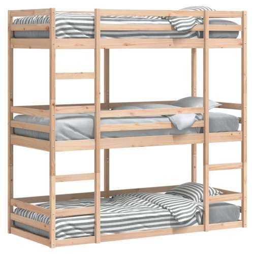 Trostruki krevet na kat 80 x 200 cm od masivne borovine - Prirodna 80 x 200 cm Cijena