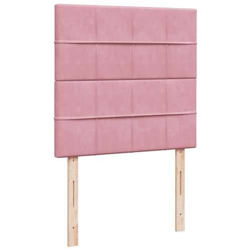 Box spring krevet s madracem ružičasti 90x190 cm baršunasti Ružičasta 90 x 190 cm Blok s kvadratima Cijena