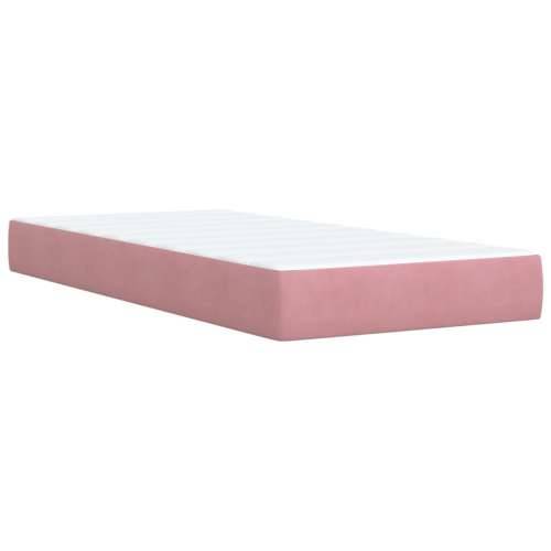 Box spring krevet s madracem ružičasti 90x190 cm baršunasti Ružičasta 90 x 190 cm Blok s kvadratima Cijena