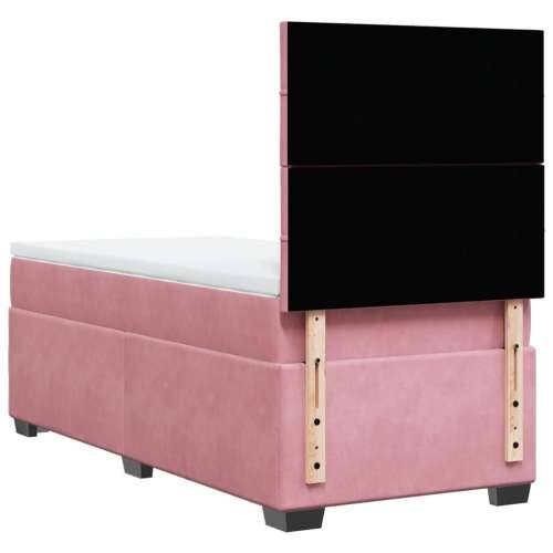 Box spring krevet s madracem ružičasti 90x190 cm baršunasti Ružičasta 90 x 190 cm Blok s kvadratima Cijena