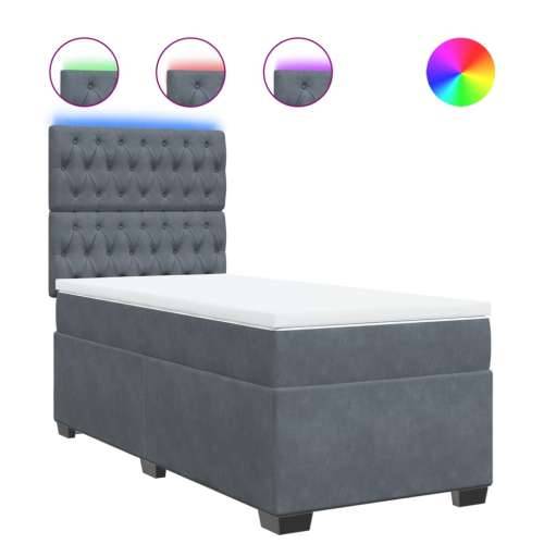 Box spring krevet s madracem tamnosivi 90x190 cm baršunasti Tamno siva 90 x 190 cm Dizajn s gumbima Cijena