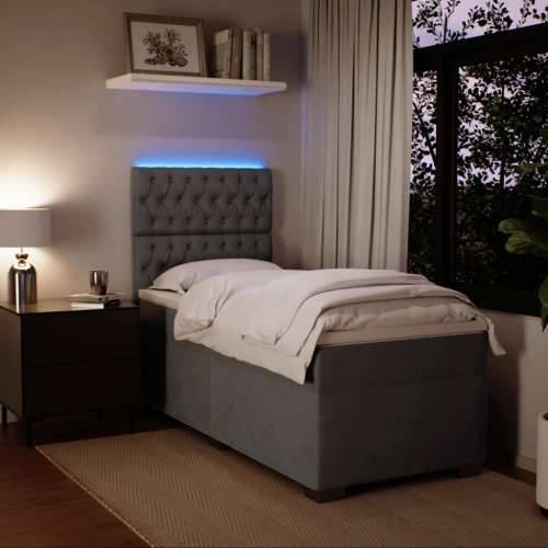 Box spring krevet s madracem tamnosivi 90x190 cm baršunasti Tamno siva 90 x 190 cm Dizajn s gumbima Cijena