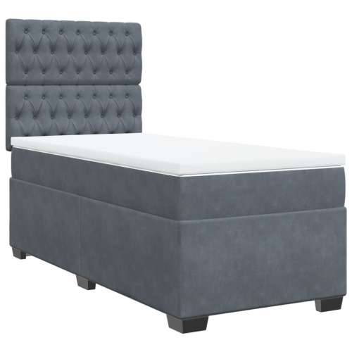 Box spring krevet s madracem tamnosivi 90x190 cm baršunasti Tamno siva 90 x 190 cm Dizajn s gumbima Cijena