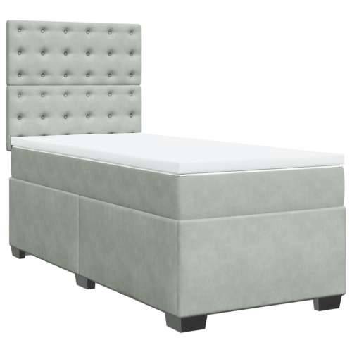 Box spring krevet s madracem svjetlosivi 90x190 cm baršunasti - Svjetlosiva 90 x 190 cm gumbi Cijena