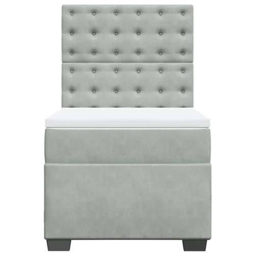 Box spring krevet s madracem svjetlosivi 90x190 cm baršunasti - Svjetlosiva 90 x 190 cm gumbi Cijena