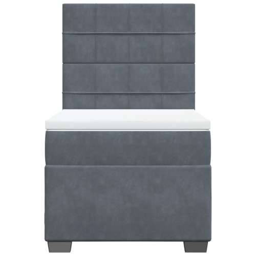 Box spring krevet s madracem tamnosivi 100x200 cm baršunasti - Tamno siva 100 x 200 cm Blok s kvadratima Cijena