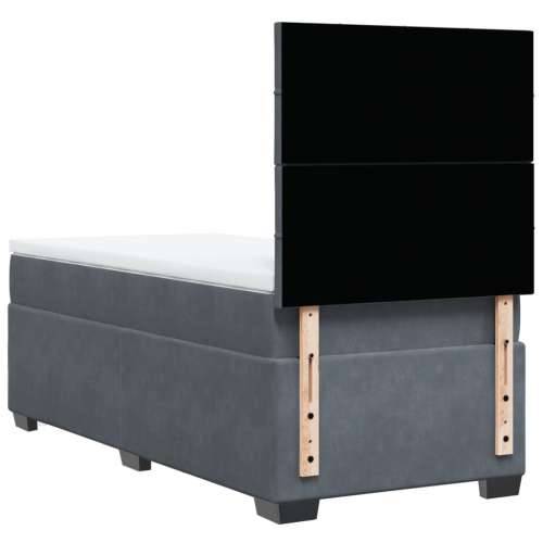 Box spring krevet s madracem tamnosivi 100x200 cm baršunasti - Tamno siva 100 x 200 cm Blok s kvadratima Cijena