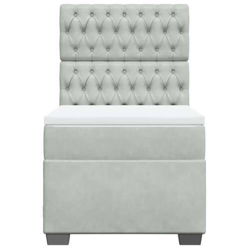 Box spring krevet s madracem svjetlosivi 100x200 cm baršunasti - Svjetlosiva 100 x 200 cm Dizajn s gumbima Cijena