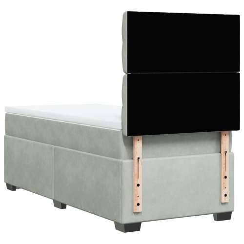Box spring krevet s madracem svjetlosivi 100x200 cm baršunasti - Svjetlosiva 100 x 200 cm Dizajn s gumbima Cijena