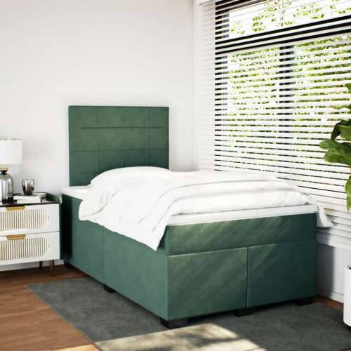 Krevet box spring s madracem tamnozeleni 120x190 cm baršunasti - Tamnozelena 120 x 190 cm Blok s kvadratima Cijena