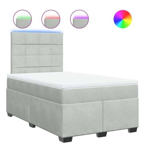 Box spring krevet s madracem svjetlosivi 120x200 cm baršunasti - Svjetlosiva 120 x 200 cm Blok s kvadratima Cijena