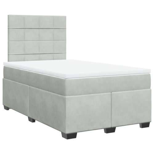 Box spring krevet s madracem svjetlosivi 120x200 cm baršunasti - Svjetlosiva 120 x 200 cm Blok s kvadratima Cijena