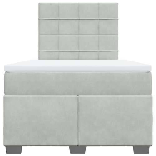 Box spring krevet s madracem svjetlosivi 120x200 cm baršunasti - Svjetlosiva 120 x 200 cm Blok s kvadratima Cijena