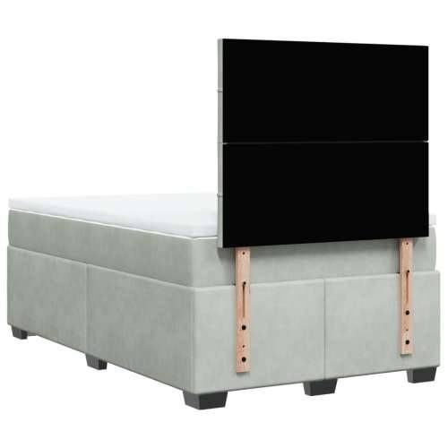 Box spring krevet s madracem svjetlosivi 120x200 cm baršunasti - Svjetlosiva 120 x 200 cm Blok s kvadratima Cijena