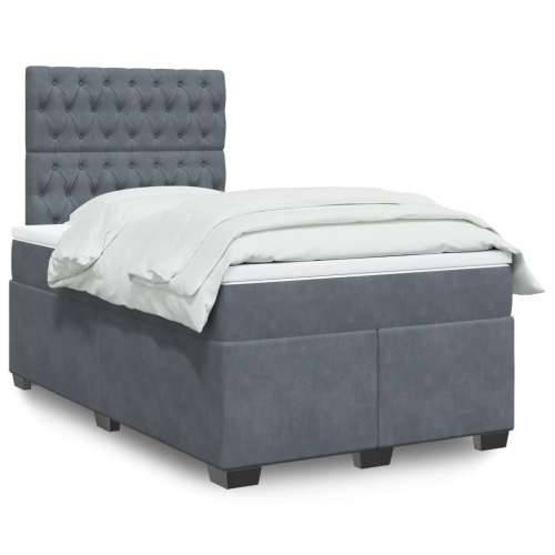 Box spring krevet s madracem tamnosivi 120 x 200 cm baršunasti - Tamno siva 120 x 200 cm Dizajn s gumbima Cijena