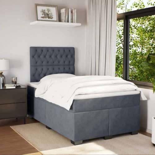 Box spring krevet s madracem tamnosivi 120 x 200 cm baršunasti - Tamno siva 120 x 200 cm Dizajn s gumbima Cijena