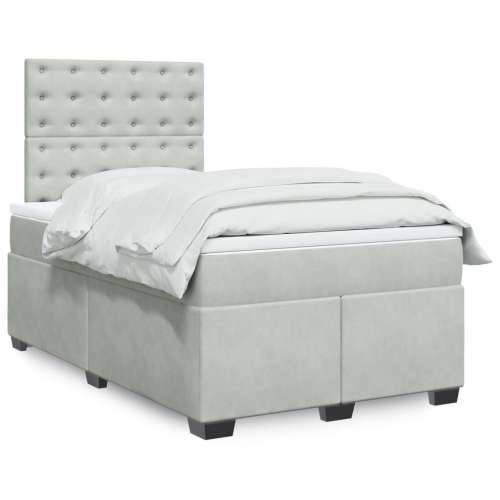 Box spring krevet s madracem svjetlosivi 120x200 cm baršunasti Svjetlosiva 120 x 200 cm gumbi Cijena
