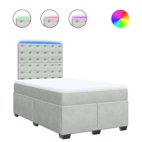 Box spring krevet s madracem svjetlosivi 120x200 cm baršunasti Svjetlosiva 120 x 200 cm gumbi Cijena