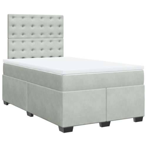 Box spring krevet s madracem svjetlosivi 120x200 cm baršunasti Svjetlosiva 120 x 200 cm gumbi Cijena