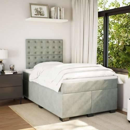 Box spring krevet s madracem svjetlosivi 120x200 cm baršunasti Svjetlosiva 120 x 200 cm gumbi Cijena