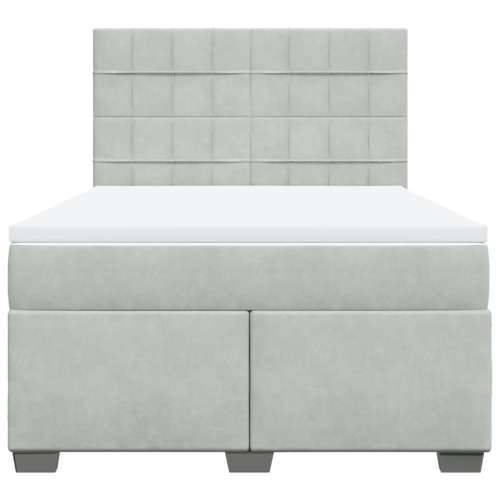 Krevet s oprugama i madracem svjetlosivi 140x190 cm baršunasti - Svjetlosiva 140 x 190 cm Blok s kvadratima Cijena