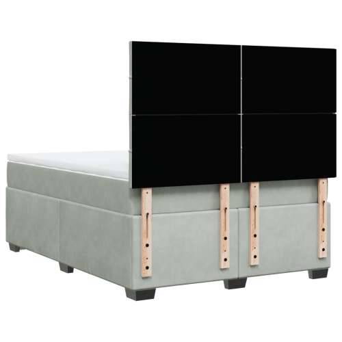 Krevet s oprugama i madracem svjetlosivi 140x190 cm baršunasti - Svjetlosiva 140 x 190 cm Blok s kvadratima Cijena