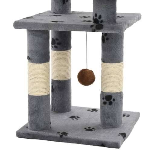 Penjalica za mačke sa stupovima za grebanje od sisala 65 cm siva s uzorkom šapa Cijena