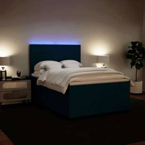 Krevet s oprugama i madracem plavi 140x190 cm baršunasti - Plava 140 x 190 cm Blok s kvadratima Cijena