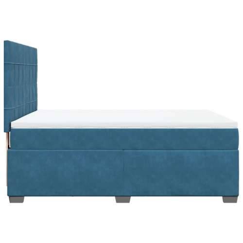 Krevet s oprugama i madracem plavi 140x190 cm baršunasti - Plava 140 x 190 cm Blok s kvadratima Cijena