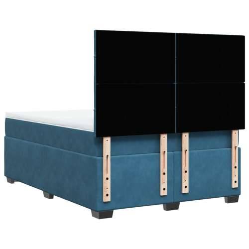 Krevet s oprugama i madracem plavi 140x190 cm baršunasti - Plava 140 x 190 cm Blok s kvadratima Cijena
