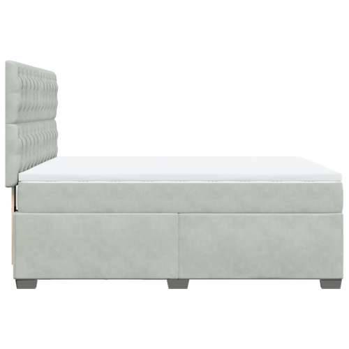 Krevet s oprugama i madracem svjetlosivi 140x190 cm baršunasti - Svjetlosiva 140 x 190 cm Dizajn s gumbima Cijena