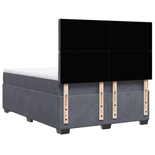 Krevet s oprugama i madracem tamnosivi 140x190 cm baršunasti - Tamno siva 140 x 190 cm gumbi Cijena