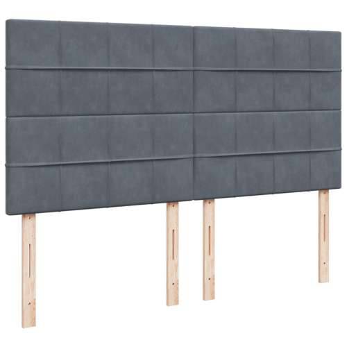 Krevet s oprugama i madracem tamnosivi 200x200 cm baršunasti - Tamno siva 200 x 200 cm Blok s kvadratima Cijena