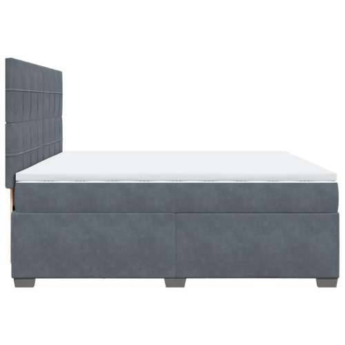 Krevet s oprugama i madracem tamnosivi 200x200 cm baršunasti - Tamno siva 200 x 200 cm Blok s kvadratima Cijena
