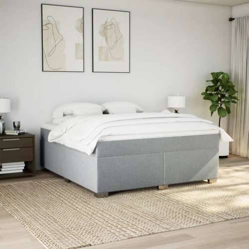 Krevet s oprugama i madracem svjetlosivi 200 x 200cm od tkanine - Svjetlosiva 200 x 200 cm Cijena
