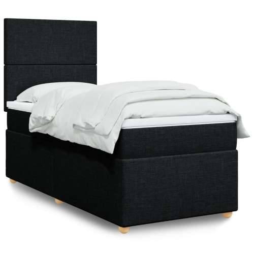 Krevet s oprugama i madracem crni 90x200 cm od tkanine - Crna 90 x 200 cm Gladak dizajn Cijena