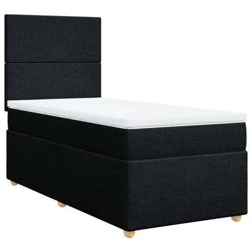 Krevet s oprugama i madracem crni 90x200 cm od tkanine - Crna 90 x 200 cm Gladak dizajn Cijena
