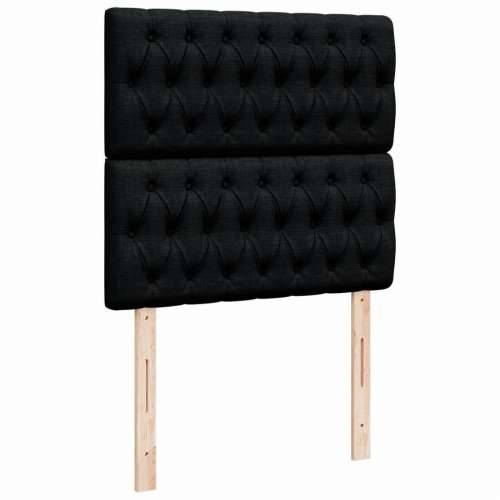 Krevet s oprugama i madracem crni 100 x 200 cm od tkanine Crna 100 x 200 cm Dizajn s gumbima Cijena