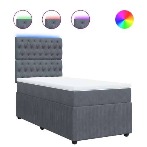 Box spring krevet s madracem tamnosivi 80 x 200 cm baršunasti - Tamno siva 80 x 200 cm Dizajn s gumbima Cijena